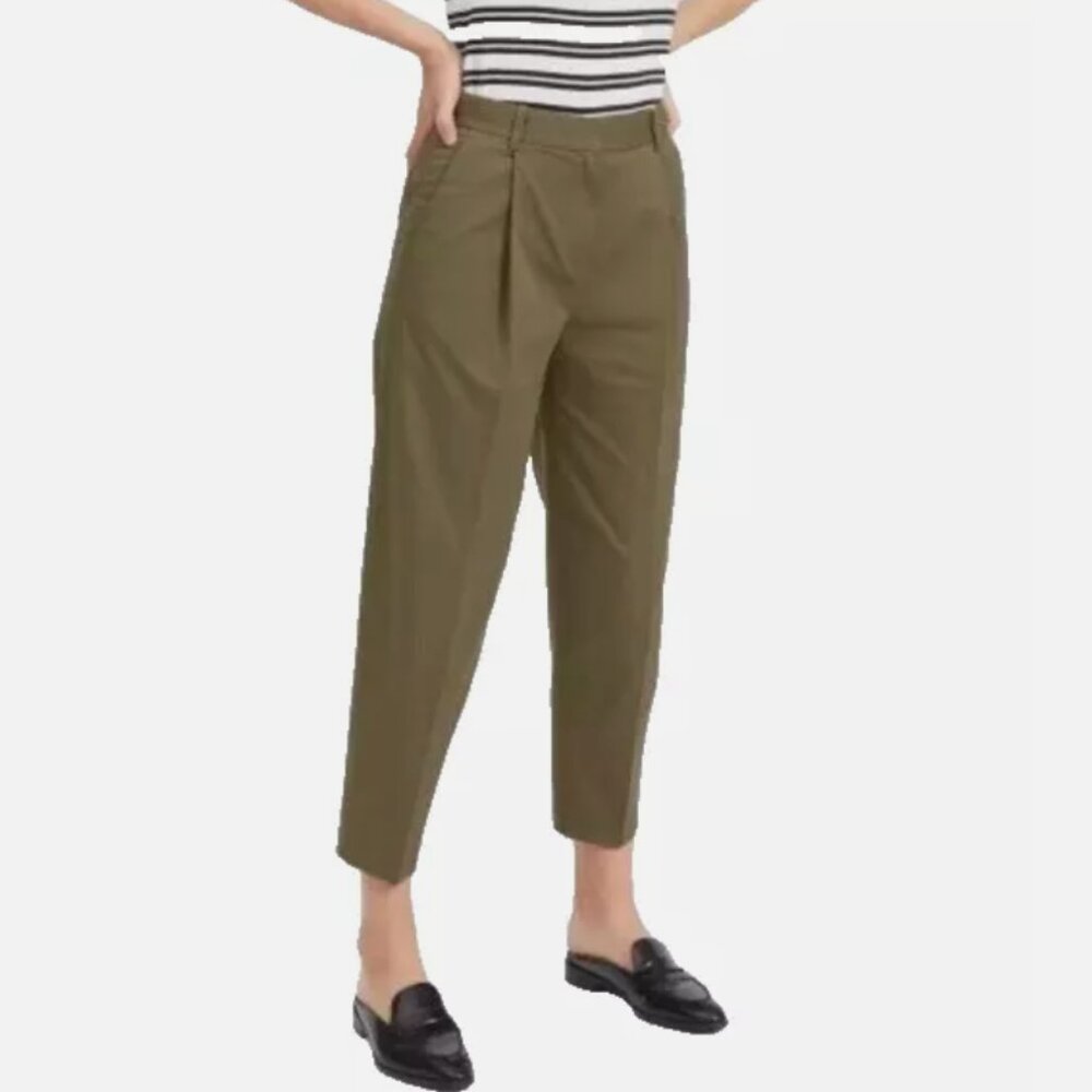 Everlane The Slouchy Chino High Waist Pleats Pant Covert Green Sz 00